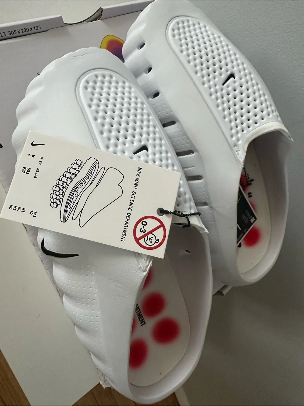 Nike White Kids Slide Sandals with Small Black Swoosh